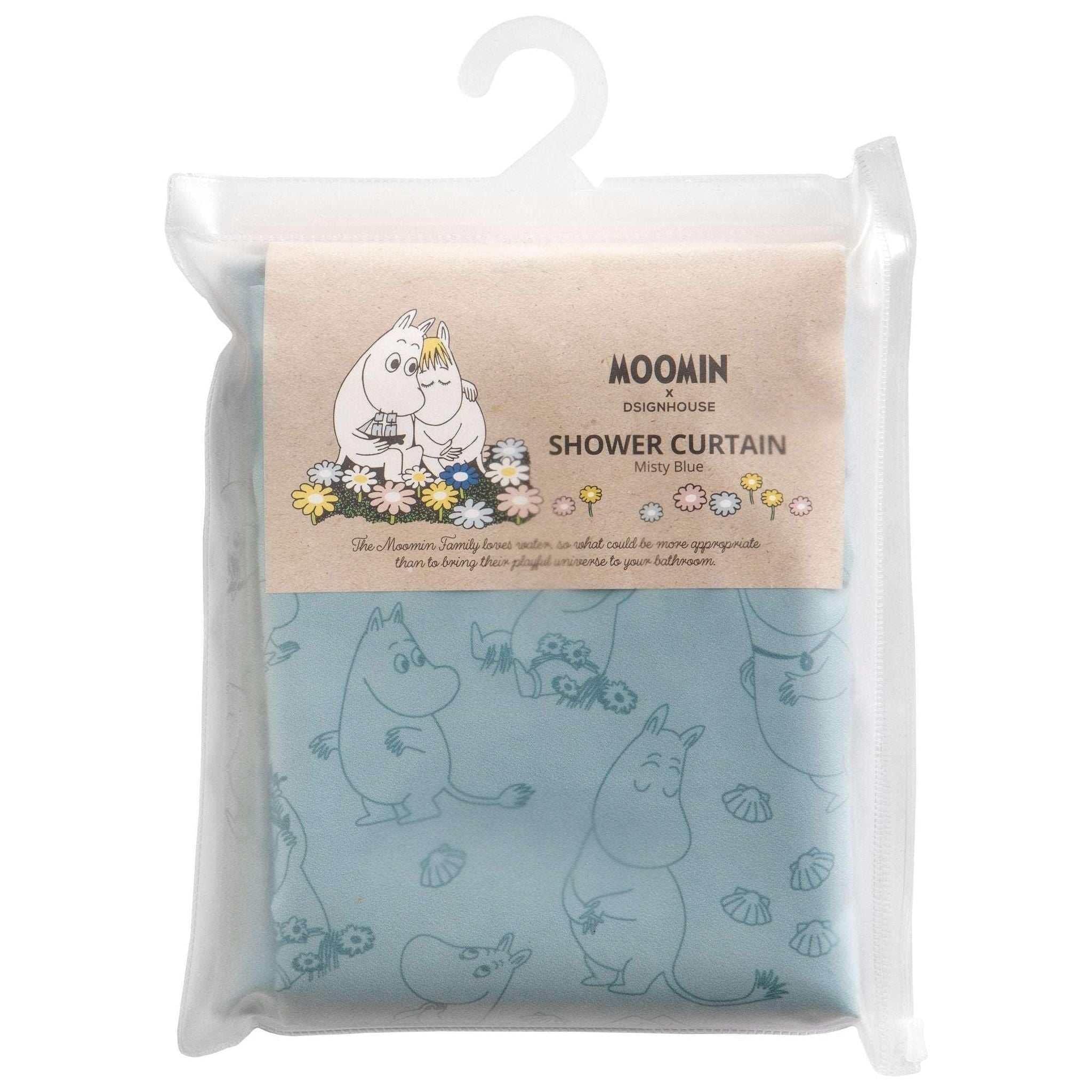 Mumitroldene badeforhæng 180x200 Misty blue - Dsignhouse